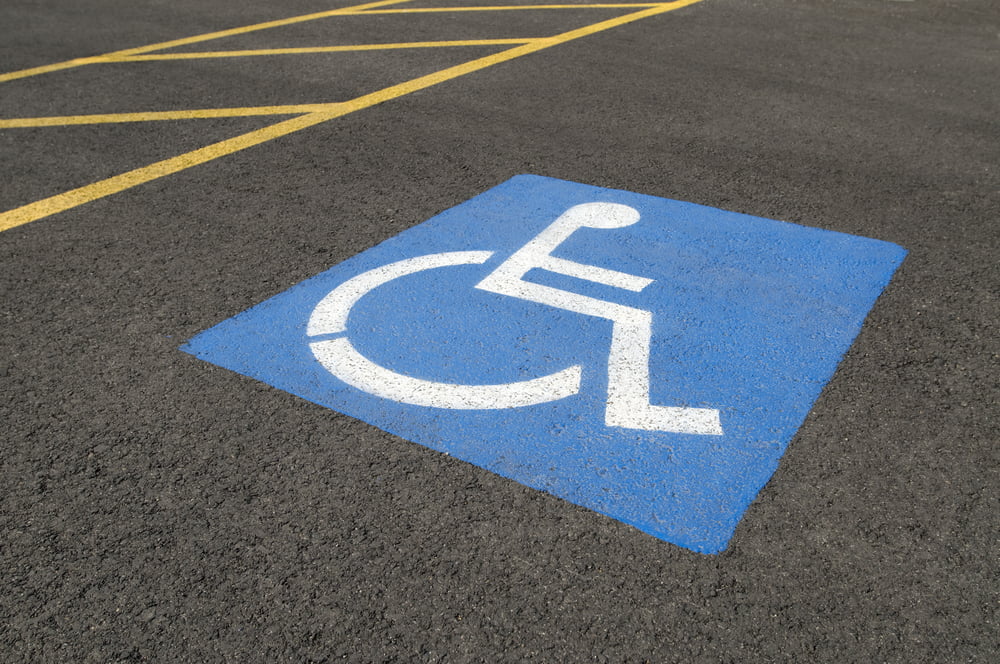 A handicapped parking space to illustrate unlawful use of a disability placard 4461 (VC)